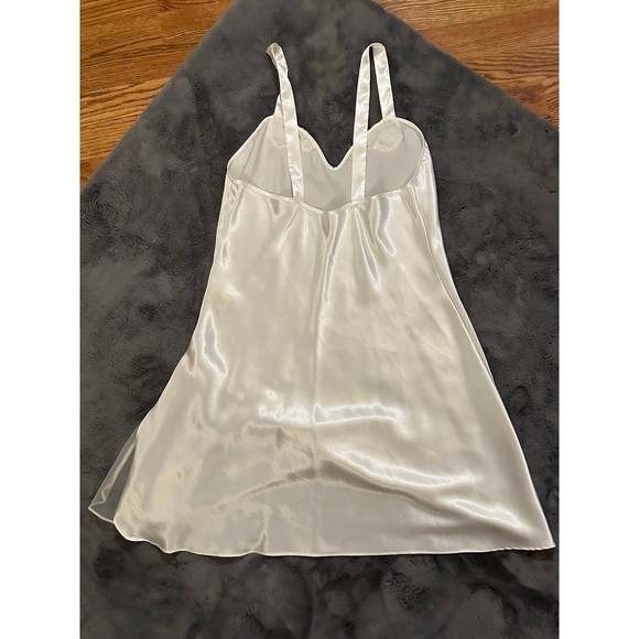 Vintage coquette white sequined slip nightgown embroidered chemise - Picture 3 of 6